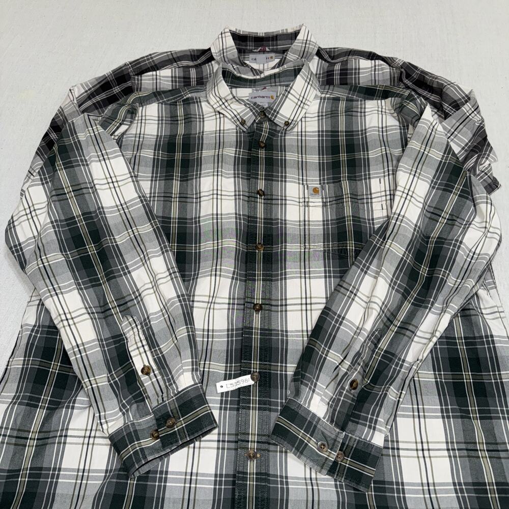 CARHARTT Mens 2XL (lot of 2) Long Sleeve Check "Relaxed Fit" Button Shirt EUC